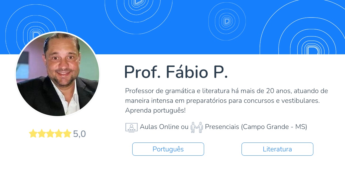 Fábio P. - Sou o professor Fábio Mazziotti. Formado