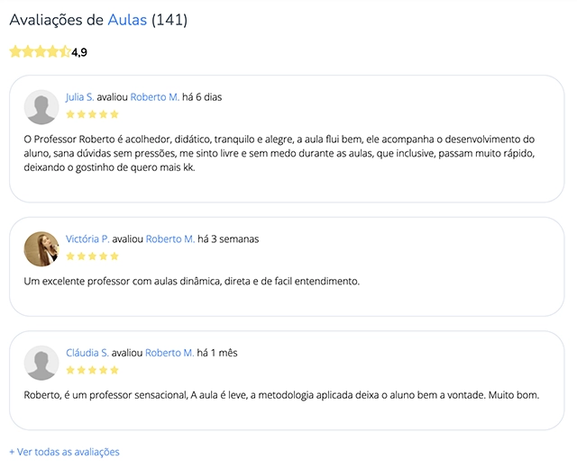 Avaliações dos alunos
