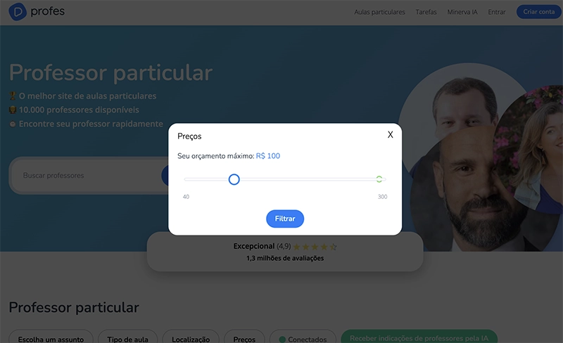 Aulas - Filtro de preço